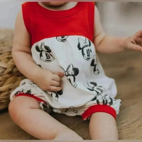 Finn+Emma 2Pk Girls Bubble Romper Disney Minnie & Sweet Treats 6-9 Months EUC - Picture 3 of 9